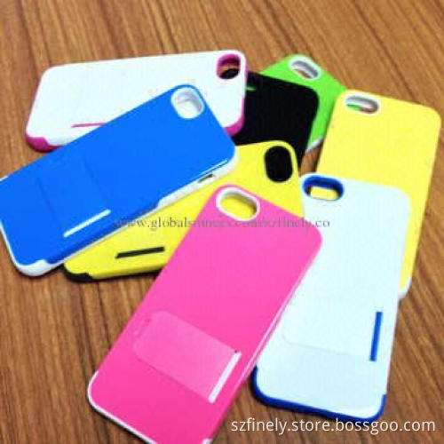 Stand case for iPhone 5/5S, PC + TPU material, double injection with camera hole ring